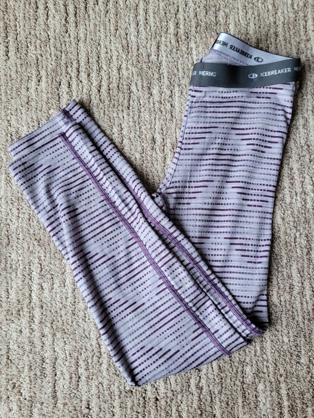 ICEBREAKER MERINO LIGHTWEIGHT BASE LAYER LEGGINGS PURPLE YOUTH SIZE 8 YEARS